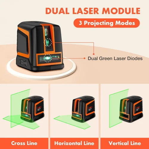Miniatura 2 de DOVOH Nivel Láser Recargable Autonivelante, Nivel Láser de Línea Cruzada de Alta Precisión Verde 20m Horizontal y Vertical Ángulo Expandido 150°