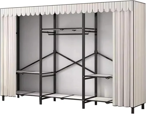 Miniatura 15 de large closets Folding Closet with Cloth Cover Clothes Closet Portable Wardrobe Closet Metal Iron Frame Closets for Bedroom Large Closet Space-saving