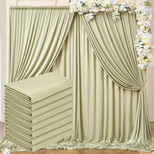 Miniatura 132 de Cortinas de telón de fondo blanco de 30 pies x 8 pies para fiestas de boda, 6 paneles de 5 pies x 8 pies, cortinas de fotografía de poliéster sin