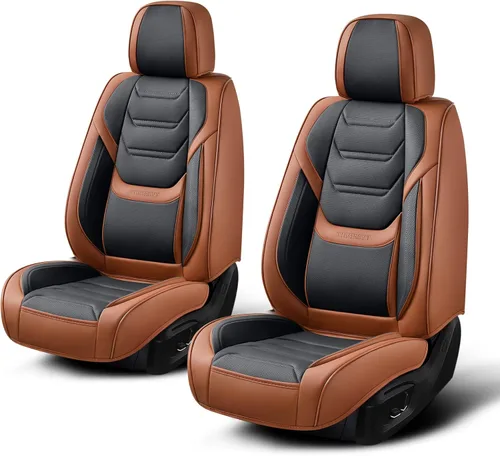 Miniatura 20 de TIEHESYT Fundas de asiento delantero de automóvil color rosa, par de fundas de cuero transpirable para asientos delanteros y reposacabezas, funda