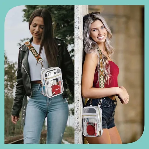 Miniatura 35 de Bolso cruzado aprobado por estadios para mujer, bolsa transparente para estadios para eventos deportivos, conciertos