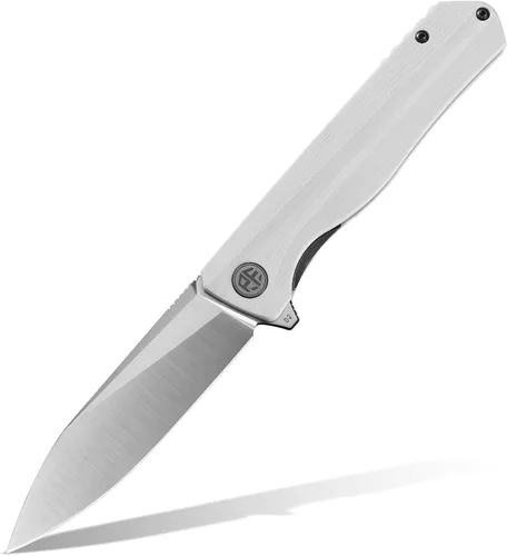 Miniatura 19 de Petrified fish PF818,3.54" D2 Blade, 3.67 oz G10 Handle Flipper Cuchillo plegable (fibra de carbono con mango G10, negro lavado a la piedra)