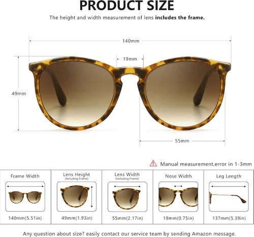 Miniatura 5 de SUNGAIT Gafas de sol redondas vintage para mujeres y hombres, estilo clásico retro