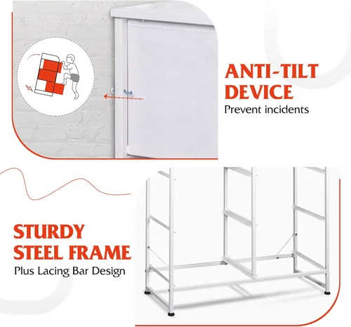Miniatura 7 de WLIVE Cómoda blanca para dormitorio, cómoda doble de 6 cajones, torre de almacenamiento de tela con cubos de tela, cómoda para armario, sala