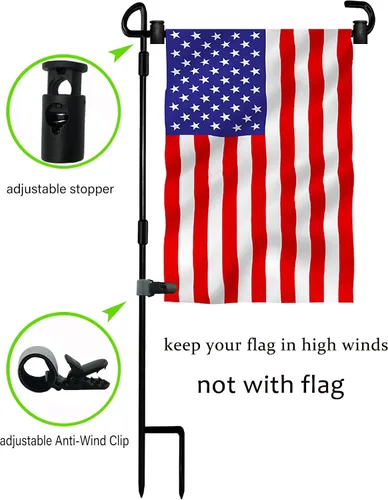 Miniatura 6 de Soporte para asta de bandera de jardín, banderas de jardín para exteriores con tapón de bandera y clip, pintura impermeable con recubrimiento