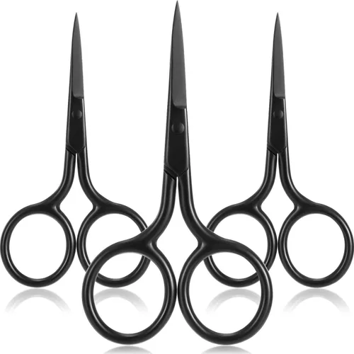 Mudder Paquete de 3 tijeras de nariz pequeñas para recortar el vello facial, mini belleza de acero inoxidable para aseo de cejas, nariz, bigote,