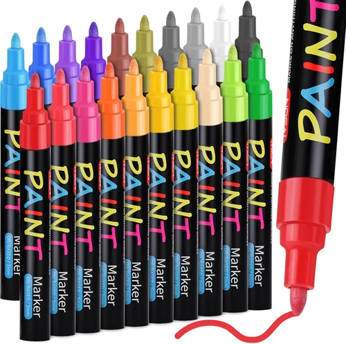 IVSUN Rotuladores de Pintura Marcadores de Pintura, 20 Colores a Base de Aceite Juego de Rotuladores Impermeables, Nunca se Desvanecen de Secado