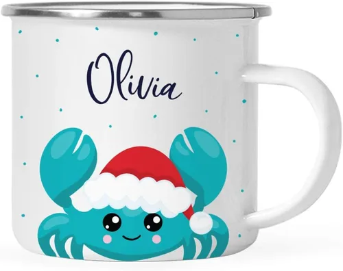 Miniatura 11 de Andaz Press Taza de café de acero inoxidable con nombre personalizado de 11 onzas para niños, diseño de sirena festiva, 1 paquete, taza de Navidad