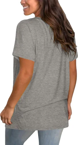 Miniatura 19 de Geifa Camisetas de manga corta con cuello en V para mujer, camisetas casuales de verano con bolsillo