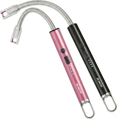 Miniatura 9 de TOMOLO Encendedor eléctrico, 2 unidades, encendedor de velas largo y flexible con interruptor de seguridad, encendedor de plasma resistente al
