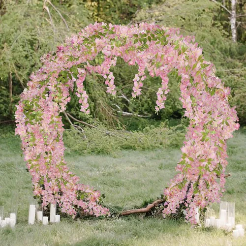 Miniatura 5 de CISDUEO 2 piezas de flores colgantes de glicina, flores de glicina, guirnalda de vid, decoración de arco de boda, enredaderas de glicina Rosa