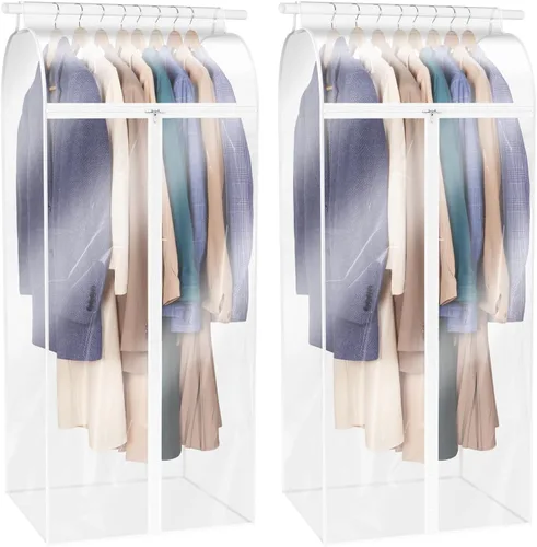 Miniatura 10 de Zilink Bolsas de ropa transparentes colgantes de 43 pulgadas para almacenamiento de ropa, extra grande, bolsa de almacenamiento de ropa de invierno