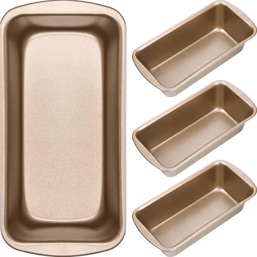 Miniatura 10 de Patelai Paquete de 4 moldes pequeños para hornear pan, antiadherentes, bandeja rectangular para hornear, molde para tostadas