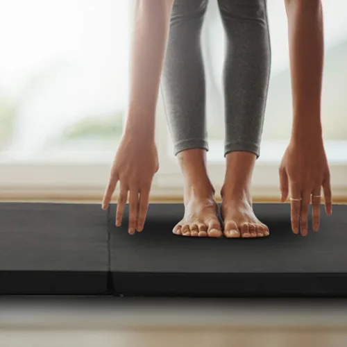 Miniatura 6 de Colchoneta de gimnasia portátil plegable de 4 x 8/2 x 6 pies, tapete de ejercicio de piel sintética con asas de transporte para entrenamiento