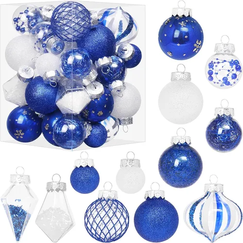 Miniatura 10 de Juego de Adornos de Bolas de Navidad, 34 piezas de adornos de Navidad de plástico transparente irrompibles para decoración colgante del árbol