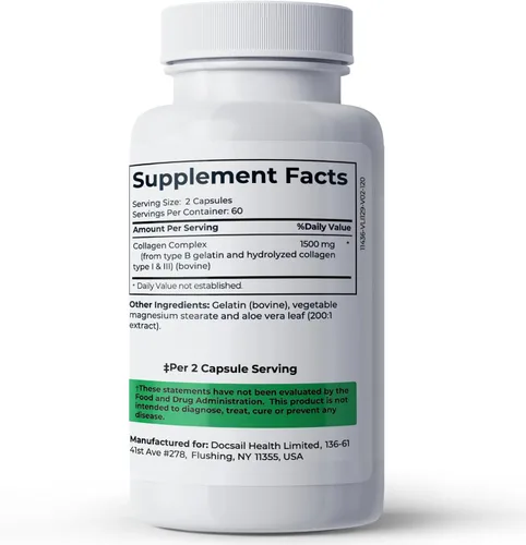 Miniatura 3 de Complejo de colágeno Suplemento premium de 1500 mg de colágeno tipo I y III hidrolizado cápsulas de colágeno múltiple que apoyan un cabello más