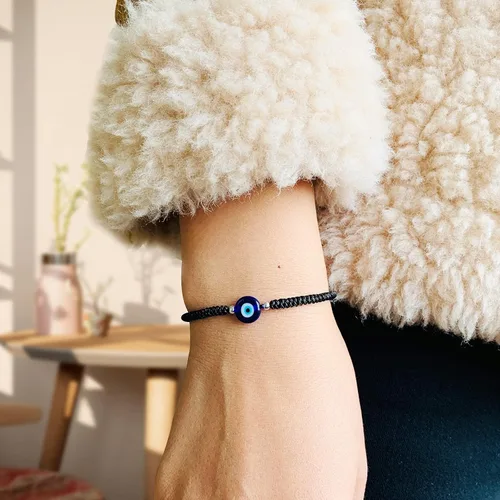 Miniatura 5 de Paquete de 2 pulseras hechas a mano con cuerda roja contra el mal de ojo, pulsera de joyería de ojo azul para mujeres, hombres, adolescentes