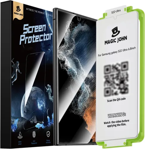 MAGIC JOHN Paquete de 2 protectores de pantalla para Samsung Galaxy S22 Ultra [película de PET] sin vidrio de 6.8 pulgadas, [100% compatible con