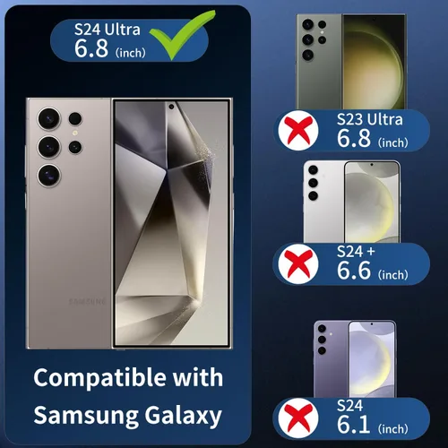 Miniatura 2 de Dengduoduo Paquete de 3 protectores de lente de cámara para Samsung Galaxy S24 Ultra, protector de cámara de vidrio templado 9H, Ultra HD, Todo negro