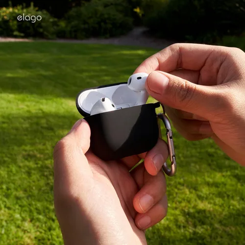 Miniatura 9 de elago Funda híbrida líquida compatible con AirPods 4, compatible con AirPods de 4ª generación, protección de triple capa, llavero incluido, carga