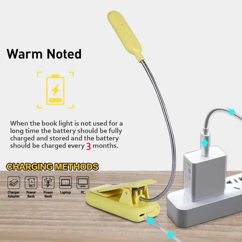 Miniatura 6 de VAVOFO - Lámpara de lectura recargable para leer en la cama para niños, 7 LED con luz de 9 niveles de blanco cálido y blanco frío, lámpara