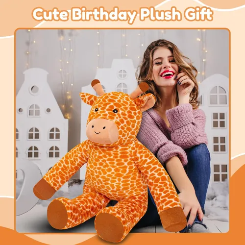 Miniatura 9 de SQEQE Peluche de jirafa grande de 39 pulgadas, jirafa de peluche gigante para niños y adultos, lindos peluches enormes para cumpleaños, Navidad