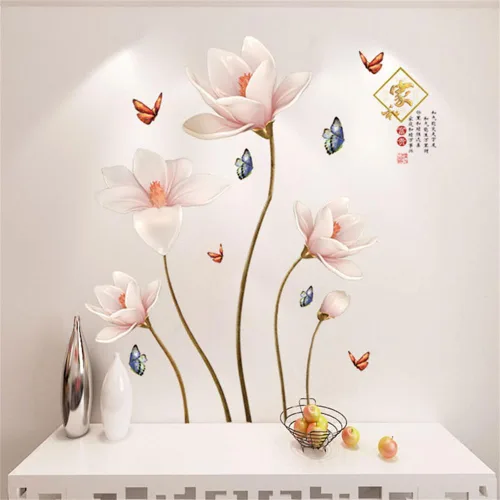 Miniatura 6 de Decoración para el hogar con flores rosadas, diseño chino, diseño de flores en relieve, pegue y pegue para el hogar y la riqueza, adhesivo de PVC