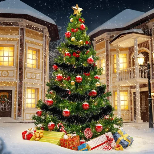 Miniatura 4 de Dingion - Guirnaldas de oropel de Navidad de 59 pies, guirnalda metálica con torsión colgante, adornos para árbol de Navidad, suministros