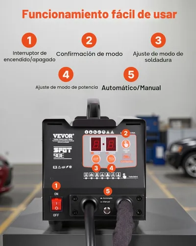 Miniatura 6 de VEVOR Kit de reparación de abolladuras de soldador de pernos, máquina de soldadura por puntos de 110 V con extractor de abolladuras de martillo