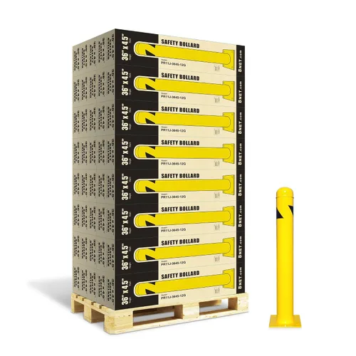 Miniatura 9 de 8NET Paquete de 32 bolardos de seguridad de 24 pulgadas de alto x 4.5 pulgadas de profundidad, 12 Ga (0.106 in), base 8 x 8 pulgadas, con 4 pernos