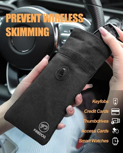 Miniatura 10 de FIREDOG Faraday Pouch for Car Keys and Smartphone, Key Signal Blocking Bag, Cell Phone Keyless Entry Fob Signal Blocking Bag Negro