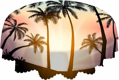 Miniatura 13 de AOYEGO Mantel redondo de 60 pulgadas con diseño de concha de playa tropical oceánica, estrella de mar, cielo arena, mantel de poliéster para Conchas
