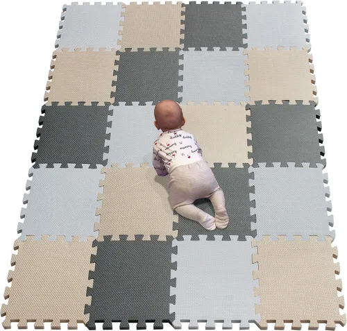 Miniatura 35 de YIMINYUER Alfombra de juego para bebé, 20 piezas de rompecabezas de espuma EVA suave para ejercicio y yoga, alfombrilla no tóxica portátil para sala