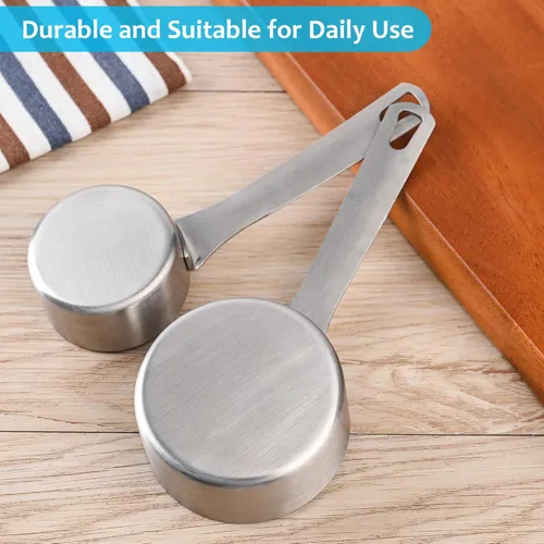 Miniatura 6 de Juego de tazas medidoras, juego de tazas medidoras de acero inoxidable 18/8 para hornear y cocina, taza métrica y de metal estadounidense