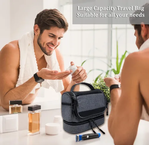 Miniatura 7 de Neceser colgante para hombre – Kit Dopp resistente y elegante para el hombre moderno, Negro- gris, Moderno