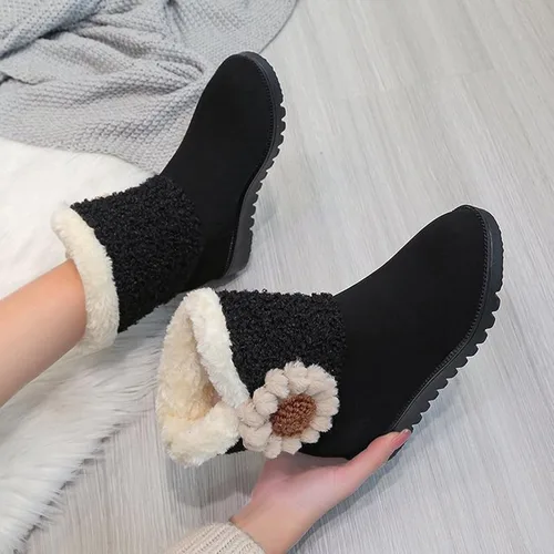 Miniatura 2 de Botas de nieve para mujer, de forro polar, de gamuza, de invierno, botines de tacón bajo, botas de vaquera, botas de trabajo, botas de vaquero