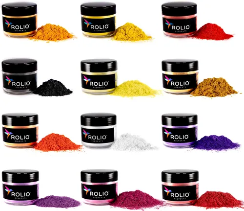 Miniatura 13 de Rolio Pigmento de color nacarado en polvo de mica, juego de arte para resina epoxi, para fabricación de jabón, esmalte de uñas, juego de brillo