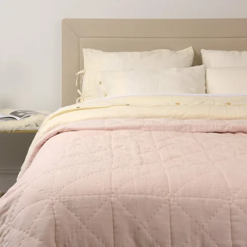 Miniatura 6 de Best Home Fashion Edredón de lino y algodón con diamantes, elegancia casual, ropa de cama ligera y elegante, manta, individual, gris, 86 pulgadas