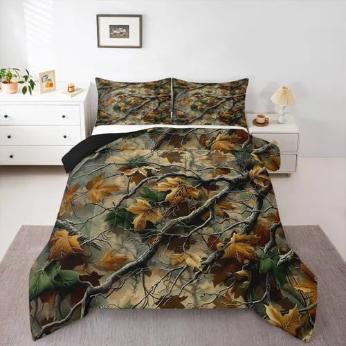 Miniatura 12 de Feelyou Juego de edredón de caza de patos para niñas y niños, edredón de patos de malardo, juego de ropa de cama de caza y pesca, juego de edredón