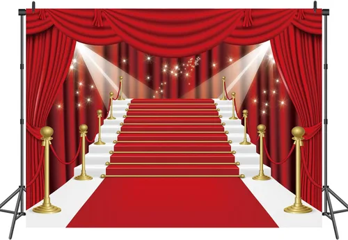Miniatura 6 de INRUI Cortina roja para fotografía de escenario, alfombra roja, estrellas, celebridad, fiesta, telón de fondo (7 x 5 pies)