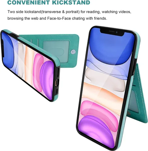 Miniatura 4 de Vaburs Funda para iPhone 11 Pro Max con tarjetero y cartera, diseño de mandala en relieve, piel sintética, 5 ranuras para tarjetas, soporte a prueba