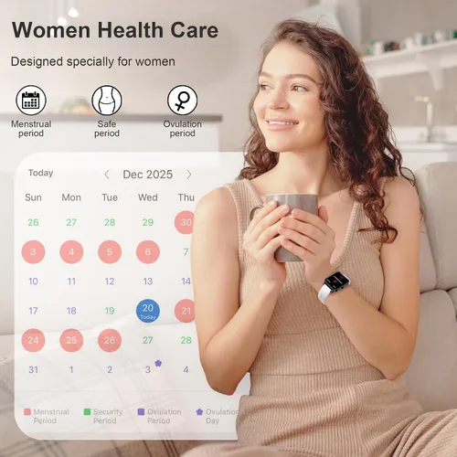Miniatura 9 de Relojes inteligentes para mujer, reloj de seguimiento de fitness de 1.85 pulgadas, contestar/hacer llamadas, reloj de fitness impermeable IP68