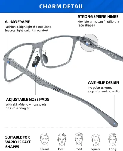 Miniatura 3 de JM Al-Mg - Lentes de metal con bloqueo de luz azul para hombres y mujeres, antiluz azul, para computadora, alivian la fatiga ocular y la protección