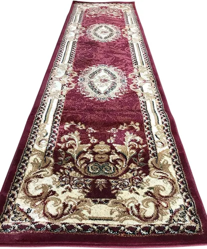 Miniatura 22 de Deir Debwan Alfombra tradicional Aubusson con diseño floral largo de 330.000 puntos, diseño 602 (31 pulgadas x 15 pies 8 pulgadas)
