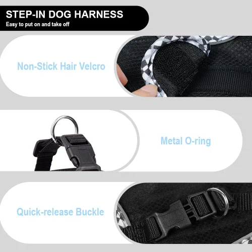 Miniatura 4 de Arnés para perro para perros pequeños y medianos sin tirones, ajustable para cachorros, arnés de malla transpirable reflectante para mascotas