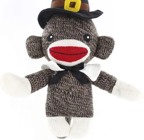 Miniatura 4 de Plushland Calcetín de peregrino de peluche de Acción de Gracias, con lindo sombrero y cuello, juguetes de peluche de 6 pulgadas