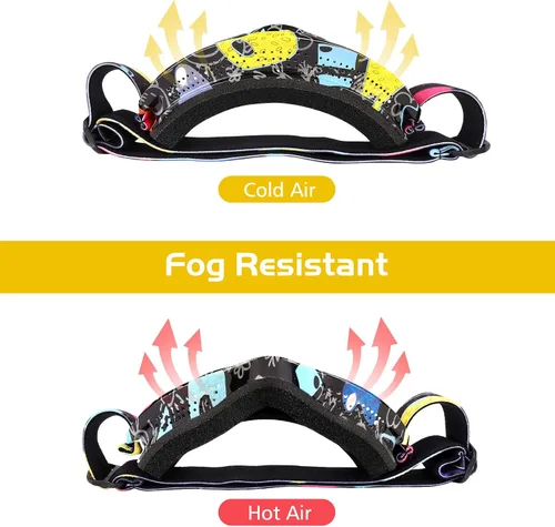 Miniatura 6 de Gafas de esquí para niños, gafas de snowboard para niños y niñas, jóvenes, OTG gafas de esquí antivaho con correa antideslizante