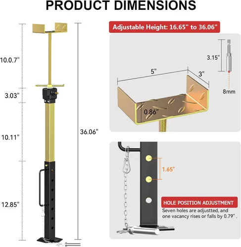 Miniatura 4 de Soportes deslizantes mejorados para caravanas ajustables de 16.7 a 36 pulgadas [permite ajustar el taladro] Gatos estabilizadores resistentes