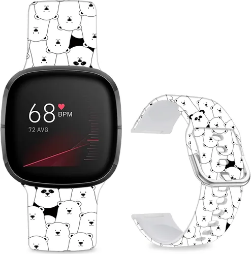 Miniatura 16 de Correas de reloj de dibujos animados con estampado floral compatibles con Fitbit Versa 4/Versa 3/Fitbit Sense 2/Sense Band de silicona suave