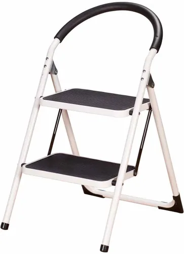 Miniatura 9 de LivingSURE Combo de taburete de escalera de 3 escalones con asa, taburete plegable antideslizante, escalera de pedal extra ancha resistente